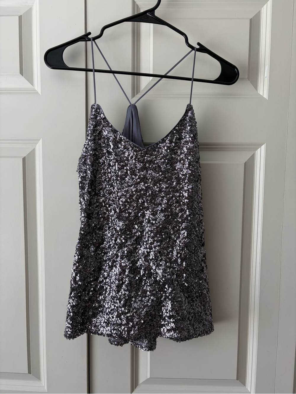Express Silver Sequin Tank Top